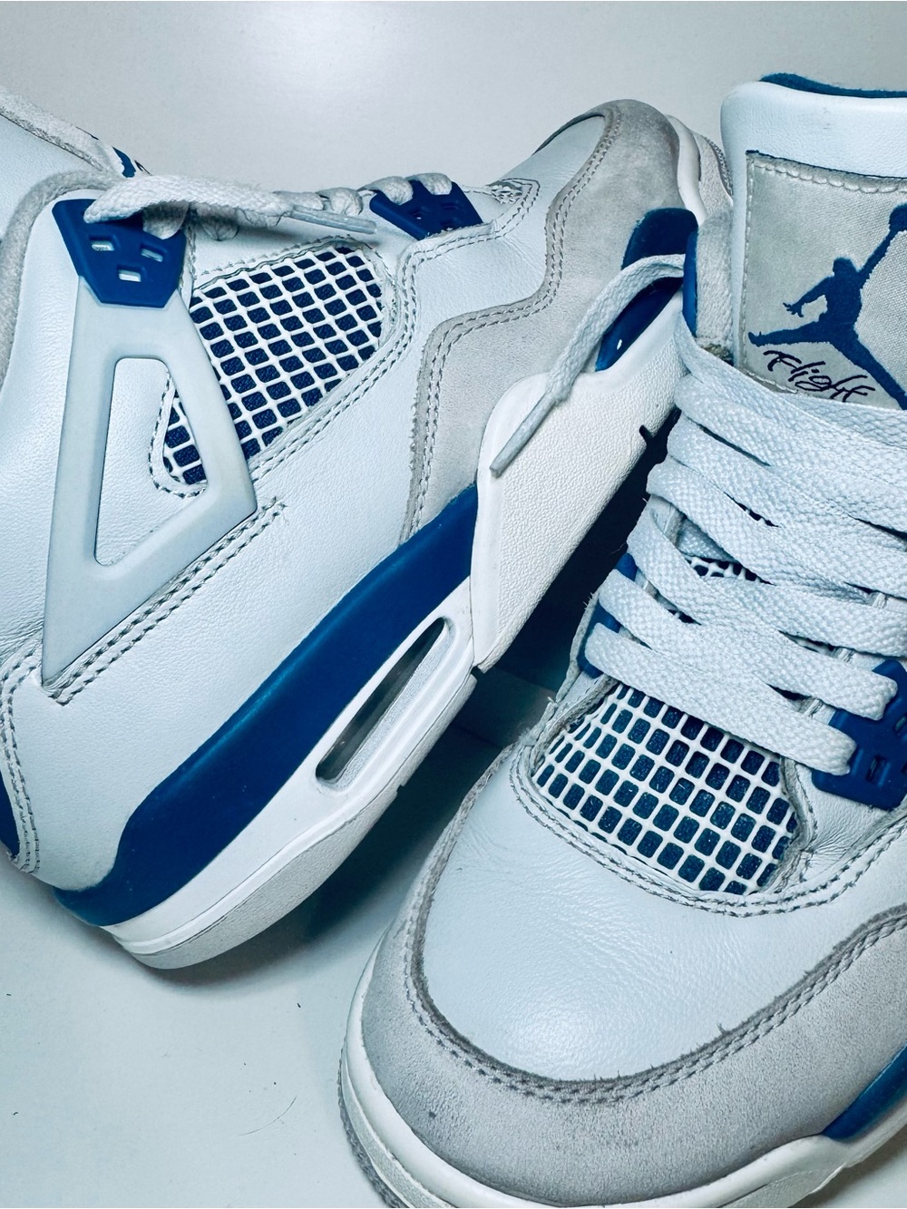 Air Jordan 4 Retro White Military Blue Youth 5Y Women 6.5 Preowned DS 🔥 No Box